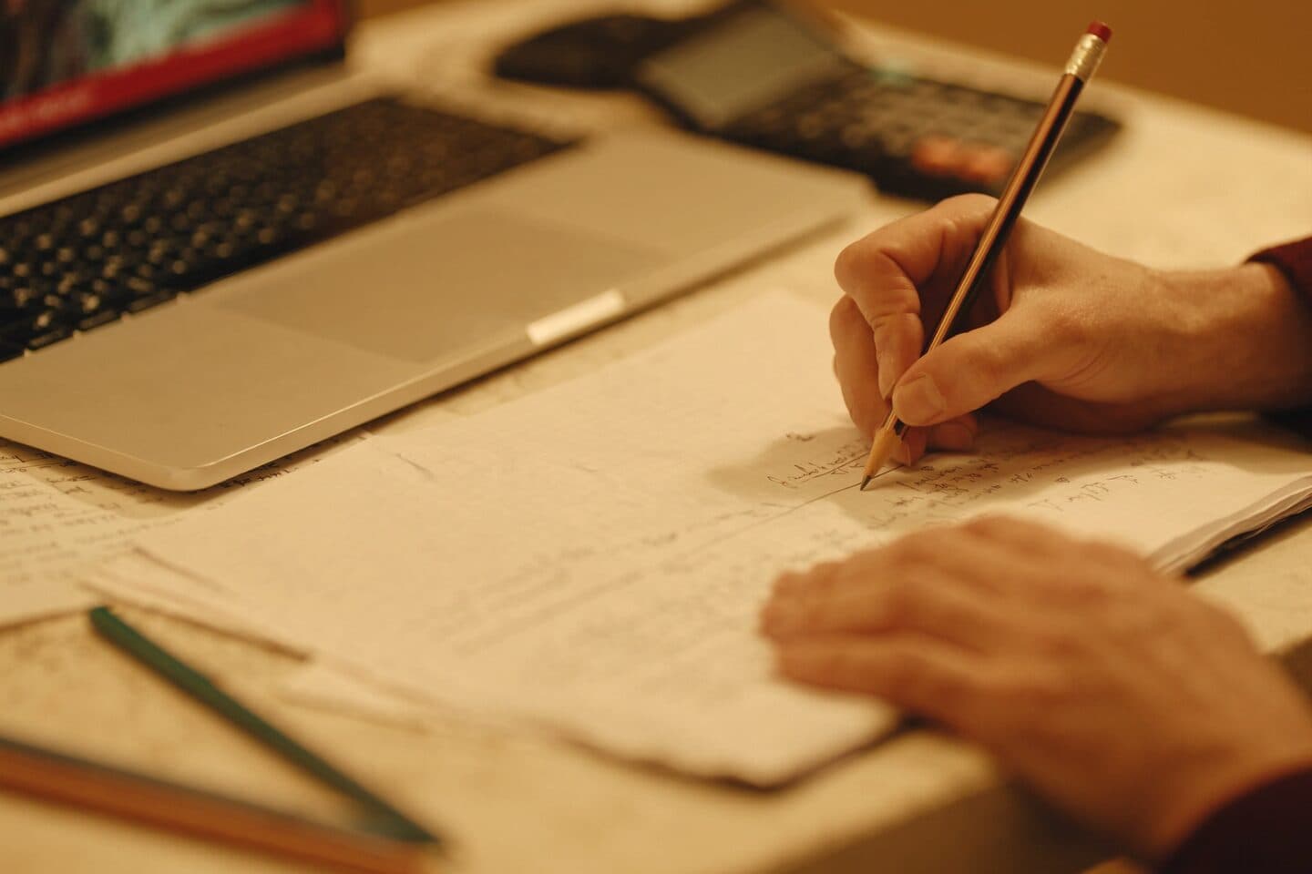 A student working through problems